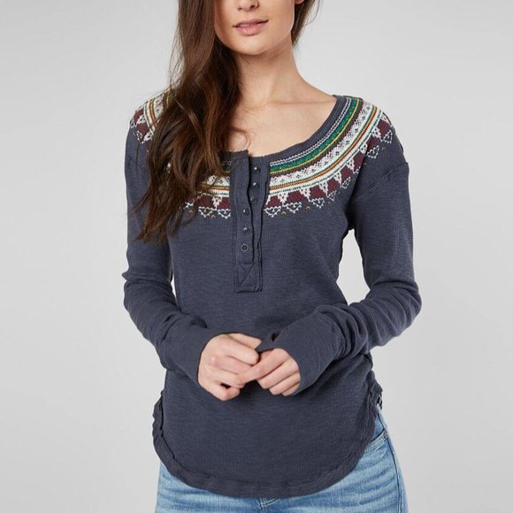 Free People Tops - NWT FREE PEOPLE Fairisle Thermal Henley Top